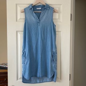 beachlunchlounge Denim Sleeveless Shift Dress